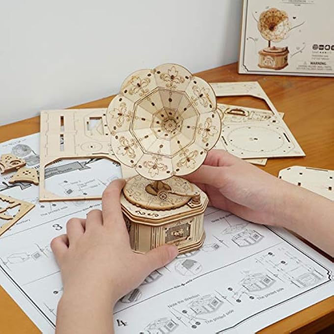 3D WOODEN PUZZLES GRAMOPHONE FOR KIDS, 3D WOODEN MODEL GRAMOPHONE BUILDING KITS FOR ADULTS, BRAIN TERSER ASSEMBLY MODELS, BEST TOY GIFTS FOR ADULTS & KIDS TO BUILD GIFTS FOR BIRTHDAY - Image 4